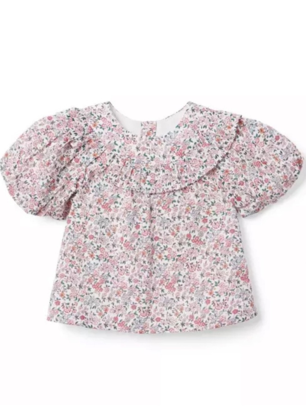 Janie and Jack Girls Floral Puff Sleeve Ruffle Collar Blouse Size 8